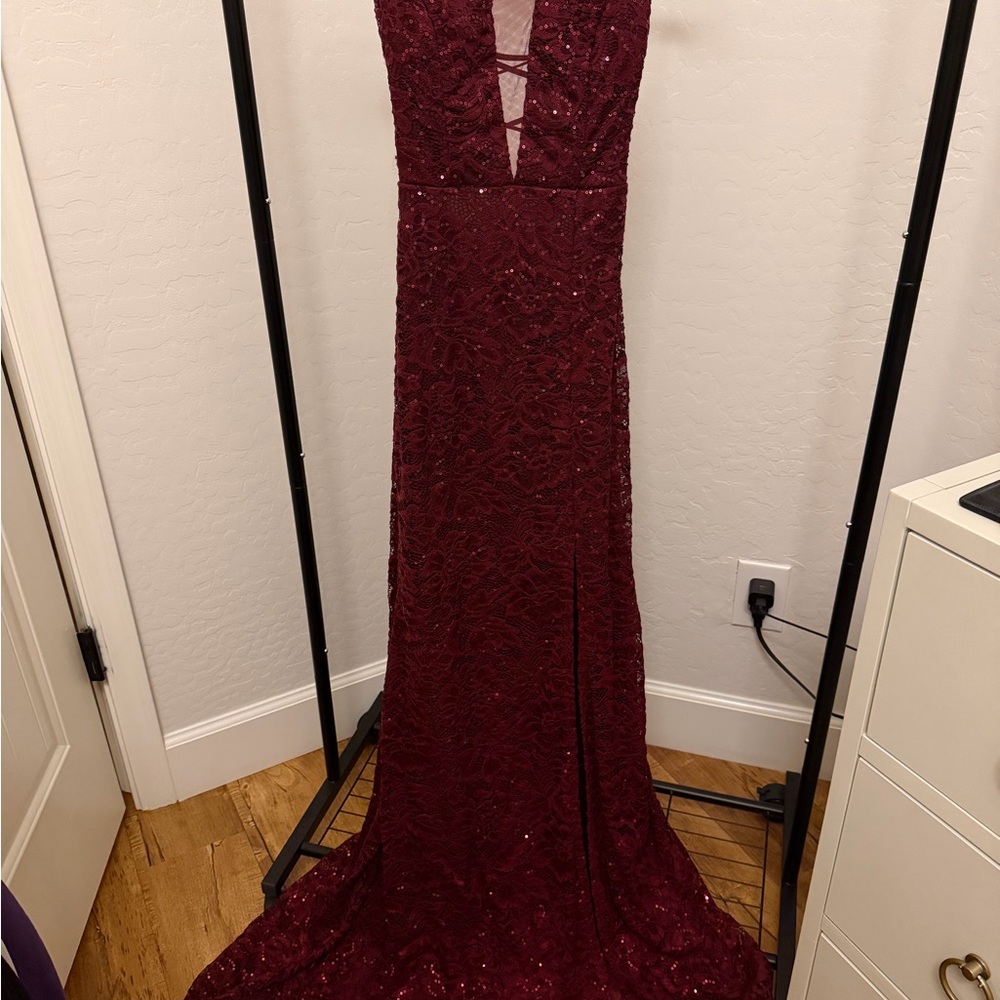 B Darlin Burgundy Formal Dress